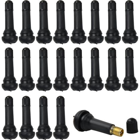 20 Pièces Valve Pneu Voiture, Remplacement Valve Tubeless Pneu TR414 Noir, Compatible Voiture, Moto et Vélo, Remplacement Universel (1/5)
