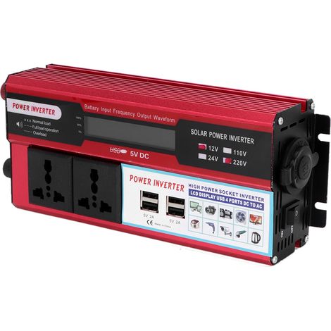 Convertisseur solaire 750W pour voiture écran numérique chargeur téléphone 4 ports USB (1/5)