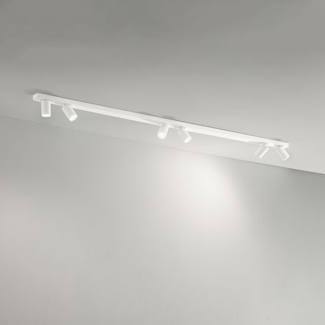 Oddy plafoniera faretto 6 luci in alluminio bianco attacco GU10 orientabile d.6cm (1/2)
