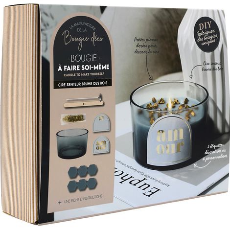 Coffret Bougie Pierre à Confectionner "DIY" 20cm Brume des Bois