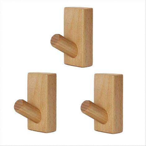 Crochets muraux simples en bois massif pour vêtements et salle de bain A (1/5)