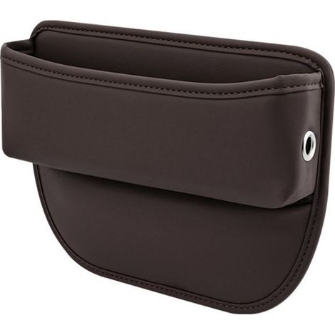 Car organizer, storage compartment for the gap between car seat and center console made of PU leather, for cell phones, keys, cards, glasses, wallets (Black) (1/5)