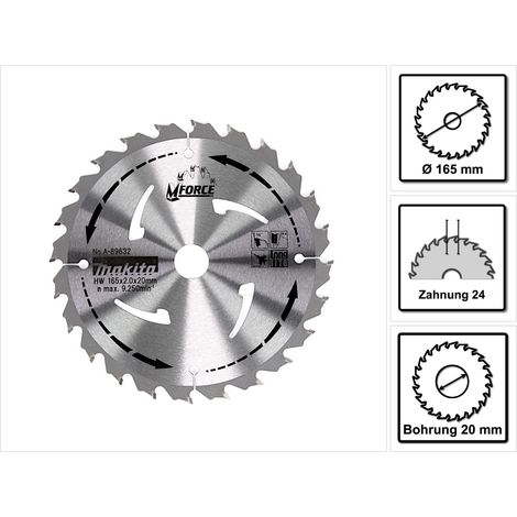 Lama in metallo duro MAKITA MForce 24 denti Ø165 mm per SP6000J - A-89632 (1/5)