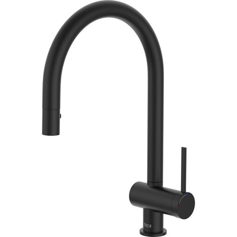 ROCA A5A811FNB0 ONA Grifo Monomando Cocina con Caño Extraíble Giratorio y Función Ducha para Aclarado Negro Mate - ref: A5A811FNB0 (1/2)