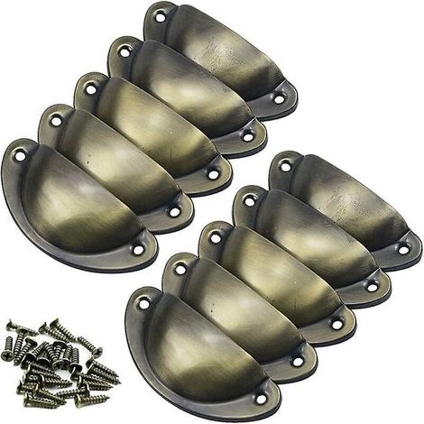 12 pièces - Poignée de tiroir - Poignées de meuble - Poignée d'armoire - Entraxe 65 mm - Bronze brossé - Fer - Pour décoration de meubles (1/3)