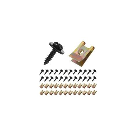 Kit di clip con viti e dadi, kit universale in metallo da 48 pezzi con clip a U e viti, clip di fissaggio per auto, kit di clip a vite, per parafanghi e paraspruzzi a U per auto - Crezuo