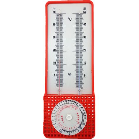Thermohygrometre À Bulbes Jumeaux - Colonne À Eau Rouge - Pour Serre - 272-A - Échelle Celsius Et Fahrenheit - Sans Pile (1/5)