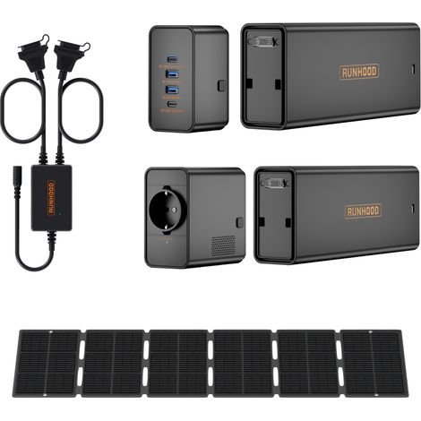 Pack Rando RUNHOOD - 648 Wh + 100 W Solaire - Energie Nomade Ultra-Legere pour Aventure Outdoor