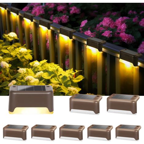 Lot de 8 lampes solaires de terrasse, étanches, adaptées à une utilisation en extérieur (marron, blanc chaud) (1/5)