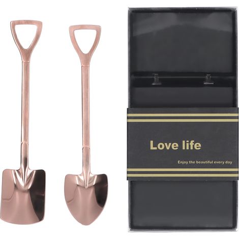2Pcs Shovel Spoons Stainless Steel Sturdy Durable Anticorrosion Glossy Ergonomic Design Widely Used Dessert SpoonsRose Gold (1/5)