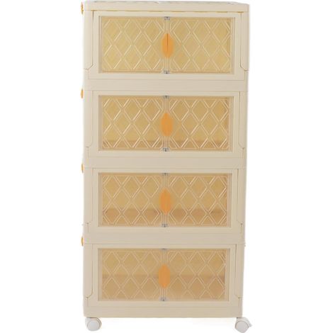 Bac De Rangement à Porte à Double Ouverture avec Couvercle – Bac De Rangement Pliable en Plastique avec roulettes, Charge Stable(四层) (1/5)
