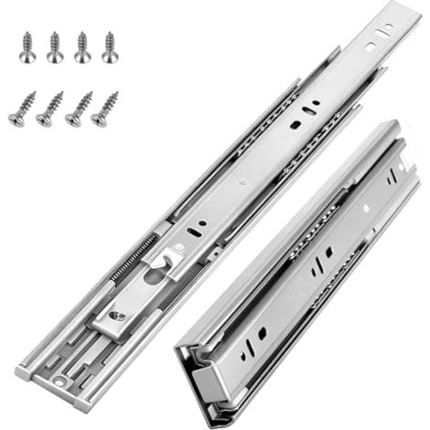 Coulisses de tiroir 1 paire 300 mm - Coulisses et rail télescopiques en acier inoxydable, extension complète avec amortissement et fermeture douce, vis de montage incluses (argent) (1/5)