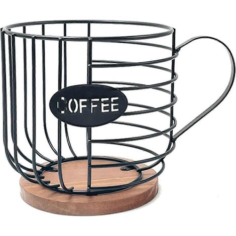 Organisateur de capsules de café, en bois ou en métal, couleur bois, pour plan de travail de cuisine, bar à café, bureau ou hôtel.-AquaForge (1/5)
