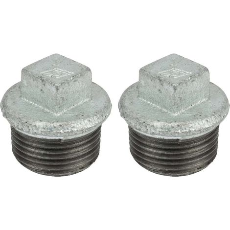 2x bouchon fonte mâle galvanisé 26x34 1" raccord 290 plomberie capuchon connecteur tuyau tube hexagonal