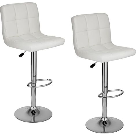 Fenixshop24 Coppia di Sgabelli da Bar Cod 008, Girevoli e Regolabili in Altezza, bianchi (1/5)