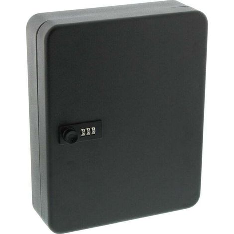 Lockable Key Box with Number Code, 36 Number Hooks, Key Cabinet KC 36 C, Sheet Steel, Matte Black