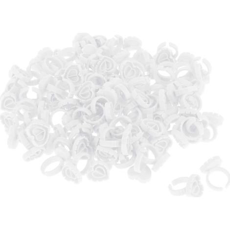 100 pièces de coupelles porte-colle jetables en plastique en forme de cœur et de fleur, pour la pose d'extensions de cils volume.-white (1/5)