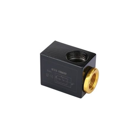 Valve d'échappement rapide pneumatique avec orifice d'entrée 3/8"/1/2" en alliage d'aluminium (QE-04 G1/2") (1/5)