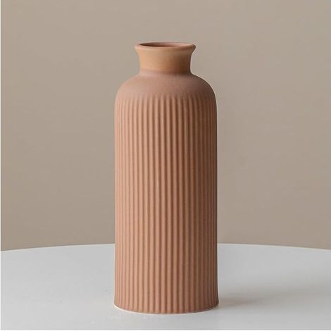 Vase en céramique verte, émaillé mat, vase de fleurs pour décoration d'herbe des Pampas, hauteur 25,4 cm, largeur 10 cm, pour salon, table à manger, bureau (vert) (1/5)