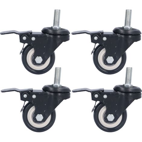 Quatre roulettes industrielles robustes, durables, stables et équipées de freins, adaptées aux rayonnages et aux équipements de machines.