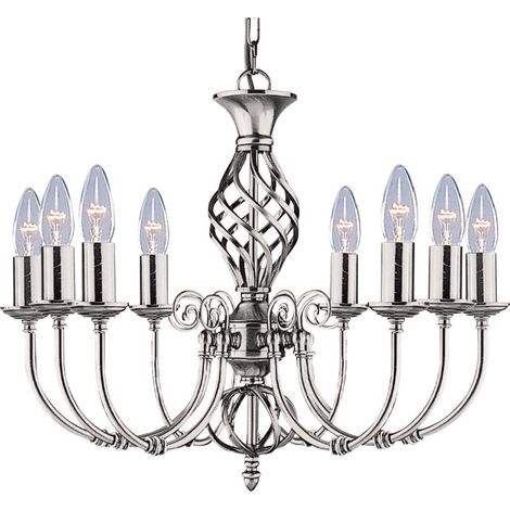 Searchlight Zanzibar - Lustre à 8 ampoules au fini argent satiné, E14 (1/3)