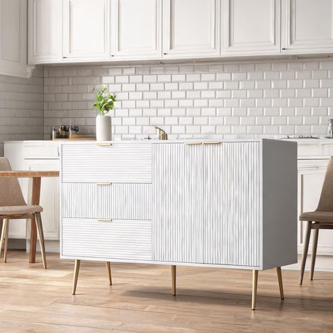 Buffet coloris blanc Gold en MDF 120 x 38 x 80,5 cm (1/5)