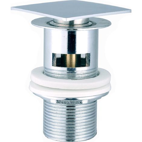 Ciel-[Bouton de vidange pop-up] Accessoire de salle de bain avec trop-plein - argent chromé (1/2)