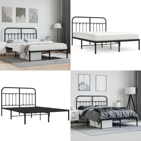 Cadre de lit métal sans matelas avec tête de lit noir 140x190cm - Cadre De Lit - Lit Double - Lit Metal - Lit Avec Têtedé Lit - Literie - Home & Living (1/5)