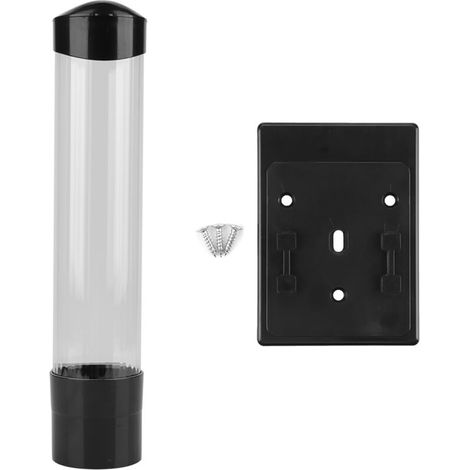 Distributeur de gobelets en papier et plastique pour 60 à 80 gobelets, porte-gobelets à bouton unique (noir) (1/5)