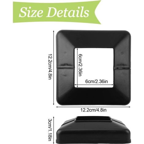 Lot de 4 caches de base de poteau en plastique - 60 x 60 mm - Couverture décorative pour rampe d'escalier - Noir