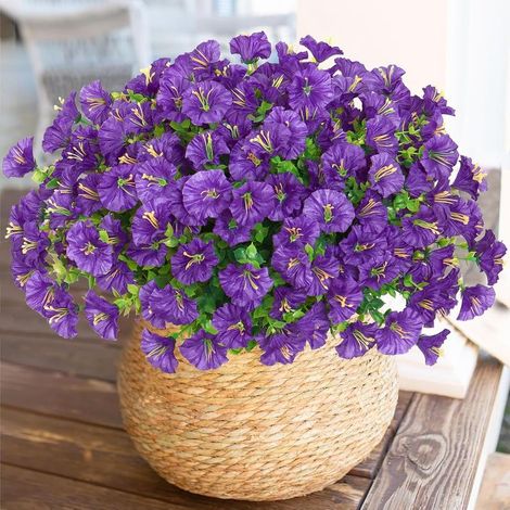 Set di 10 Fiori Artificiali all'Aperto Resistente ai raggi UV, Mazzi di Fiori Finti, Piante Artificiali per Interni ed Esterni (Viola) (1/5)