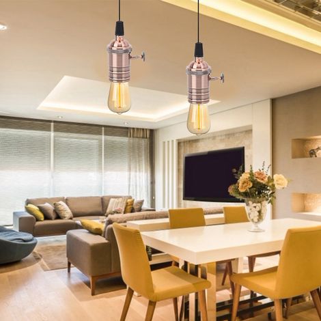 Douille de lampe E27 style rétro avec interrupteur et accessoires pour suspension (1/5)