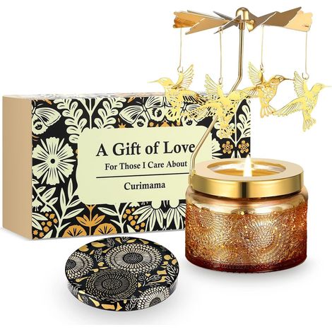 Rotierende Duftkerze mit Kolibri-Motiv – 1 Stück – Naturwachs und Glas – Beruhigender visueller Effekt – Geschenk für Frauen, Mütter und Freundinnen – Rosenduft (1/5)