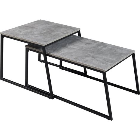 Juego de 2 mesas de centro nido 83 x 50 x 38 cm tablero de partículas de 15 mm gris 030009701