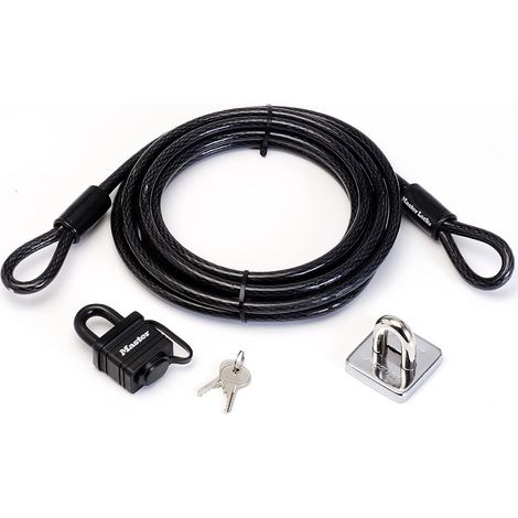 Master Lock 8271EURDAT Garden Security Kit with Lock Anchor & Cable 4.5m MLK8271E