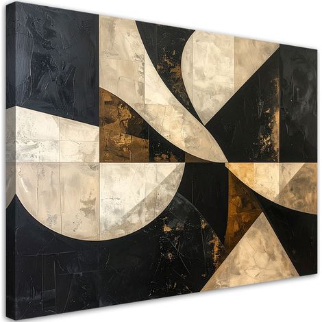 Tableau déco Abstraction dorée et noire 90x60 (1/4)
