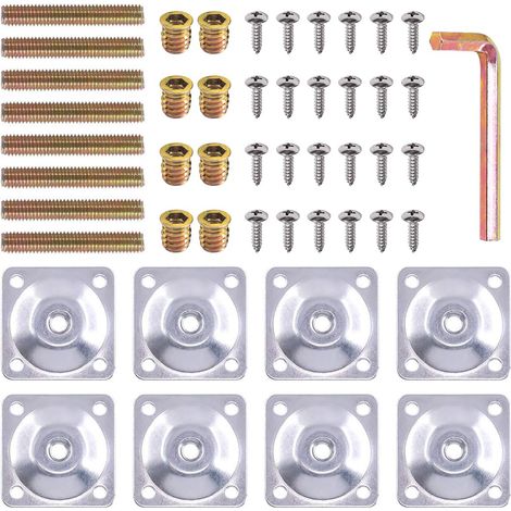 Lot de 8 plaques de montage pour pieds avec boulons de suspension, vis, plaques de fixation pour pieds de meubles, plaque en T de (1/5)