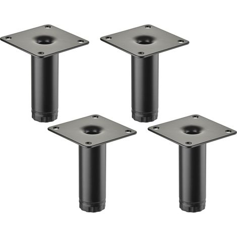 4 Stück SOTECH Möbelfüße LIMA Höhe 80 mm, Ø 25 mm Höhenverstellbar 10 mm schwarz matt Vitrinenfüße Sockelfüße Schrankfüße