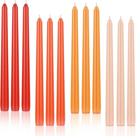 Beyamis Bougies coniques orange 30cm - Lot12 sans parfum candélabre Noël (1/5)
