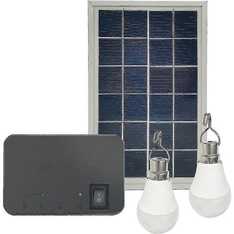 Lampe solaire de camping avec 2 ampoules, chargeur solaire, économie d'énergie, lampe LED rechargeable pour intérieur et extérieur. (1/5)