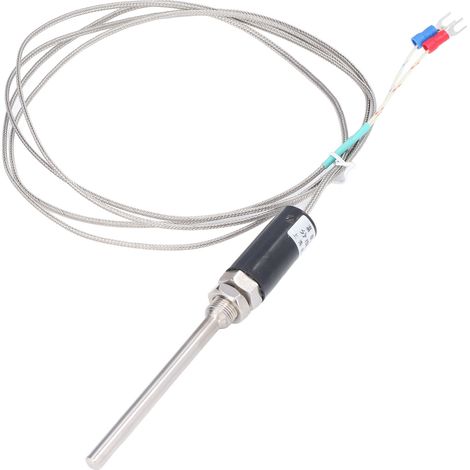 Thermocouple type K à fil blindé nichrome, sonde à tige droite 100mm, capteur de température industriel, mesure précise haute température. (1/5)