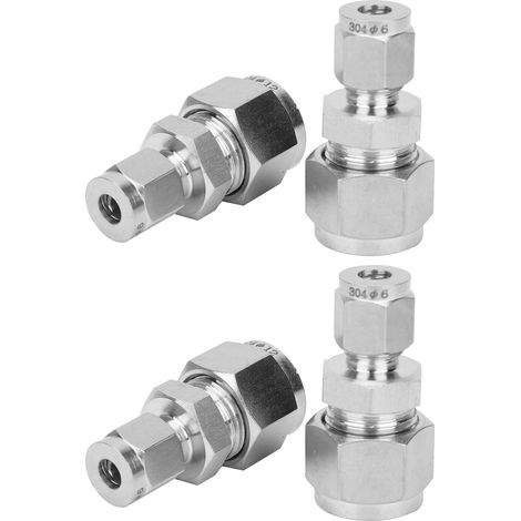 Raccord droit double ferrule en acier inoxydable, adaptateur tube 4 pièces, diamètre 6-12 mm, connexion tuyauterie étanche. (1/5)