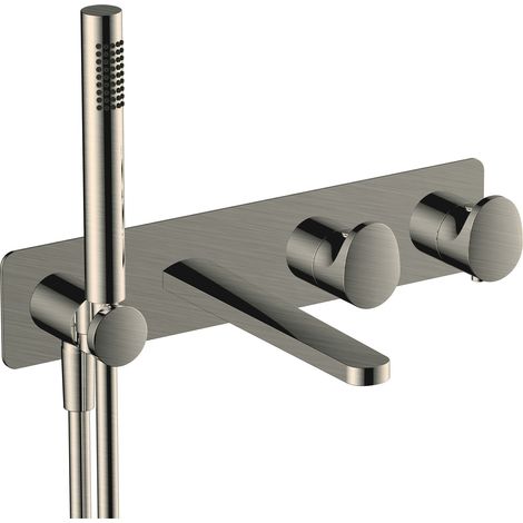 RAK Brushed Nickel Horizontal Concealed Thermostatic Dual Control Shower Valve with Handset and Bath Spout - RAKITA3306N