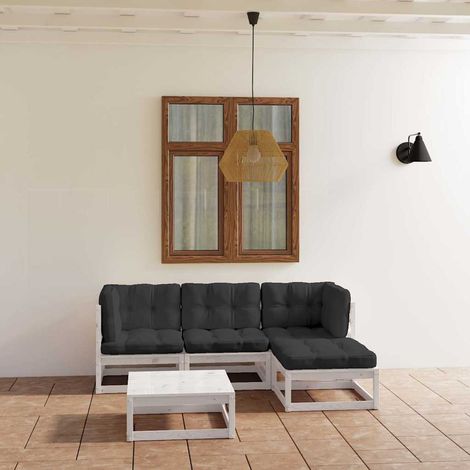 Salon de jardin 5 pcs Ensemble Table et Chaise de Jardin - avec coussins Bois de pin massif BV630713 - BonneVie (1/5)