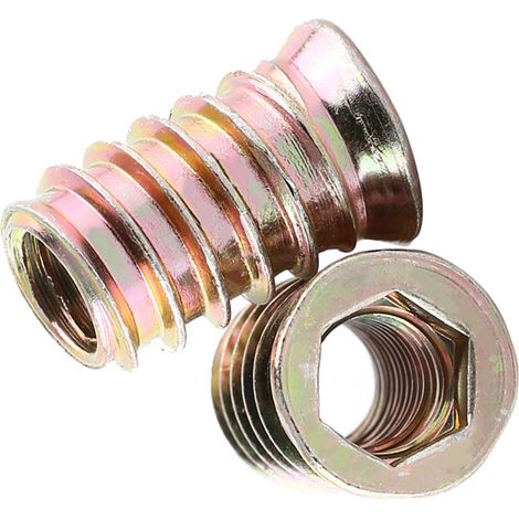 Écrous à insert fileté à six pans creux en acier au carbone pour meubles en bois (M1025mm) (1/5)
