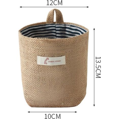 4er-Pack Wandaufbewahrungstaschen Aufbewahrungskorb aus Baumwolle und Leinen Faltbarer Wandkorb Familien-Organizer-Box Hängetasche 12 x 10 x 13 5 (1/4)