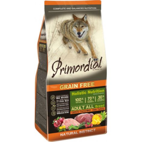Primordial Dog Grain Free Adult Cervo e Tacchino - Sacco 12 Kg -