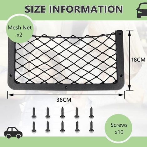 Filet Rangement pour Voiture 2 Pièces Filet Coffre Voiture 36x18CM Filet de Rangement de Coffre Sac Pocket Organizer de Voiture (1/4)