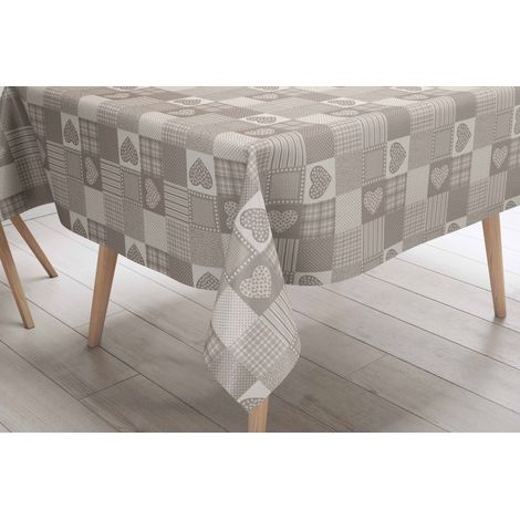 TOVAGLIA LIMA © in TELA CERATA plastificata LAVABILE idrorepellente in PVC CUORE BEIGE Made in Italy Cm. 140x100 x4 persone