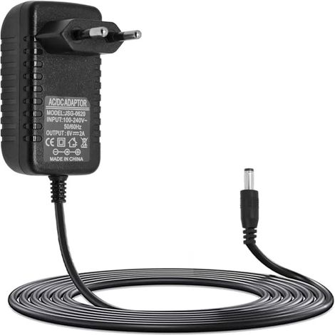 Chargeur, 6V 2A 12W CC 5,5 mm x 2,5 mm Recharge Adaptateur Secteur de Remplacement, Transformateur d'alimentation Universelle avec Prise pour Alimentation Stable (1/5)
